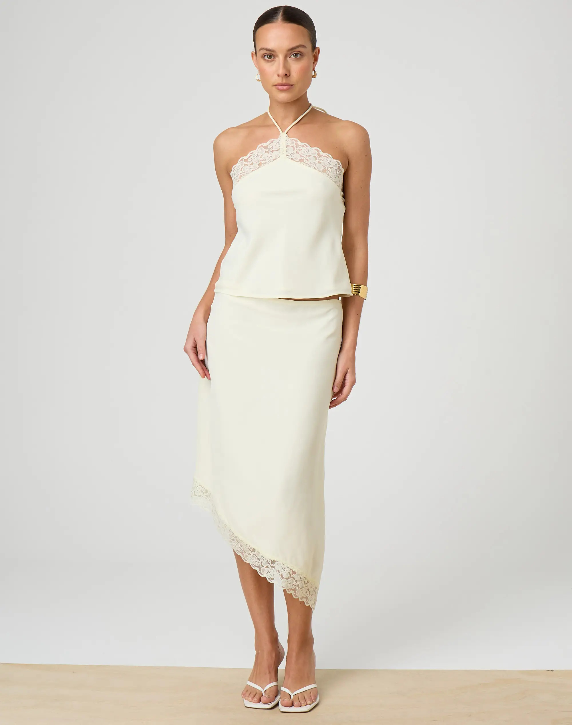 Asymmetrical Lace Trim Midi Skirt | Glassons (Australia)