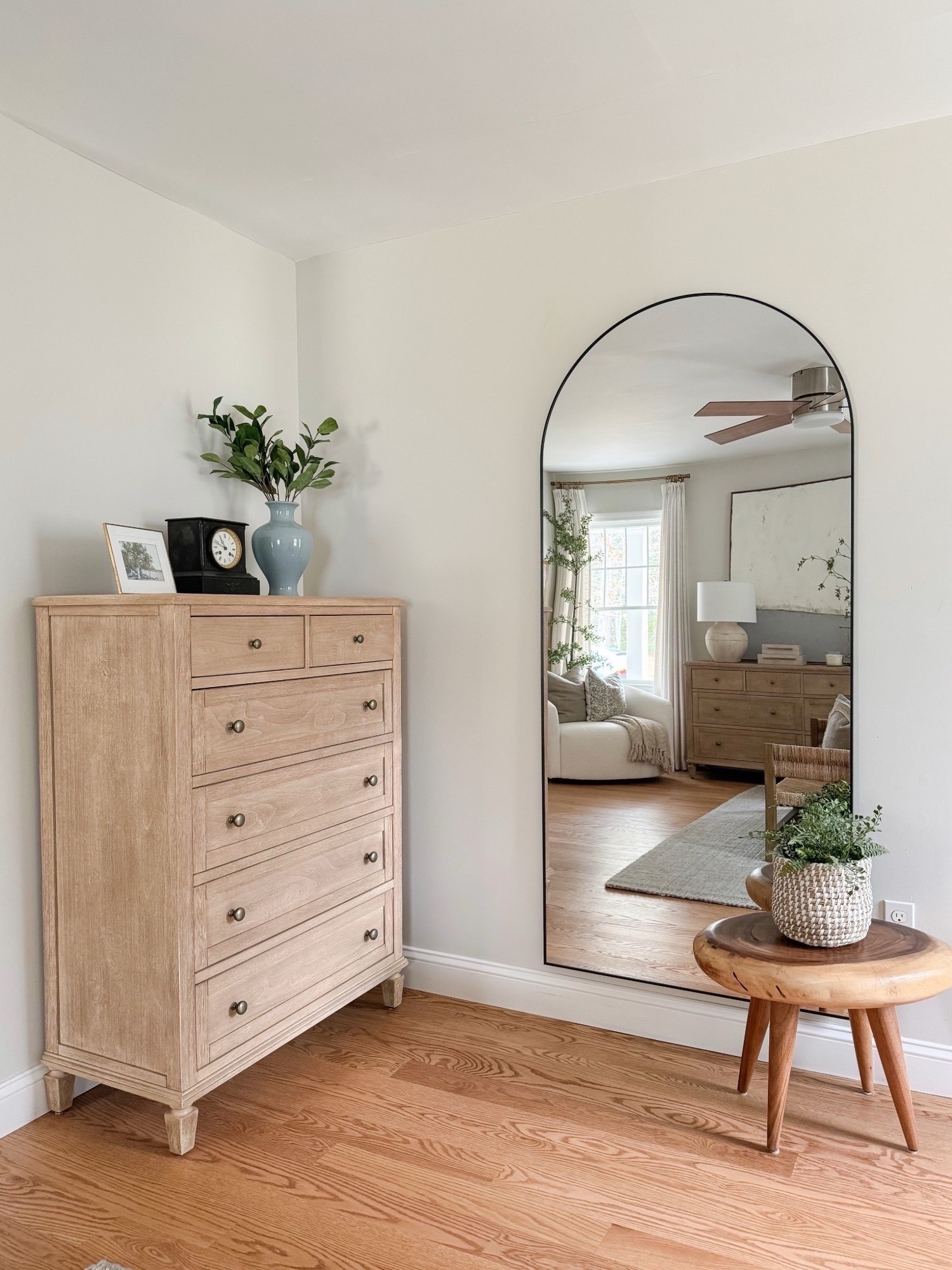 A cozy and useful nook in our bedroom! We still love this dresser and this mirror, which is currently on sale! 🤍 

#LTKSaleAlert #LTKHome