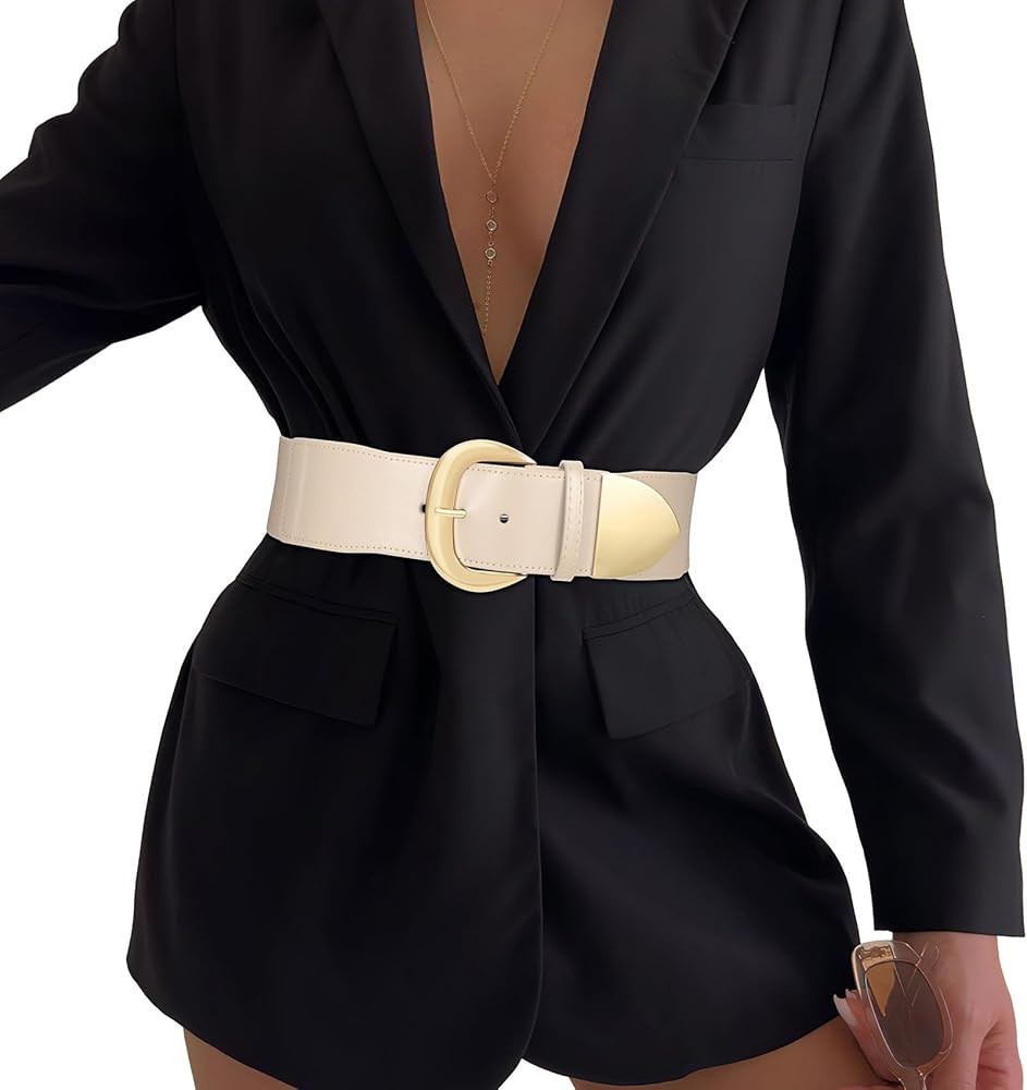 Women Wide Elastic Waist Belt for Dresses Fashion Thick Stretchy Belt for Trendy | Amazon (US)