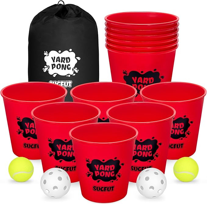 Yard Pong Outdoor Games Set, Yard Games with Durable Buckets, Balls and Carrying Bag, Backyard To... | Amazon (US)