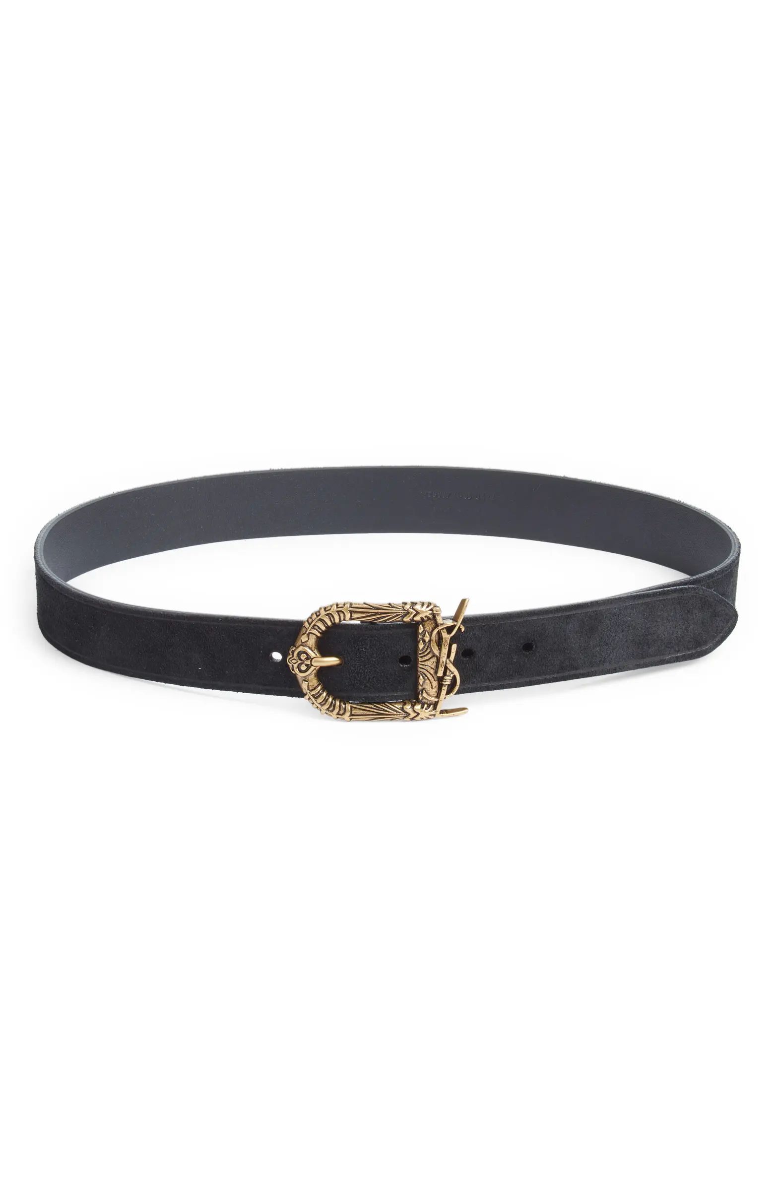 Saint Laurent Logo Suede Belt | Nordstrom | Nordstrom