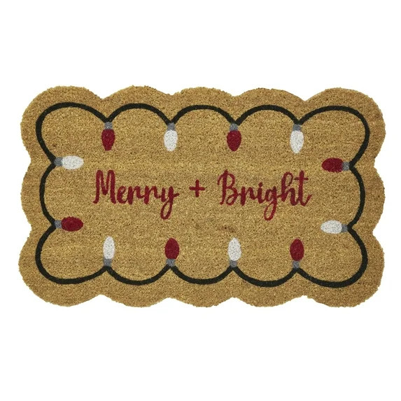 My Texas House Red/White Merry and Bright Outdoor Coir Doormat, 18" x 30" | Walmart (US)
