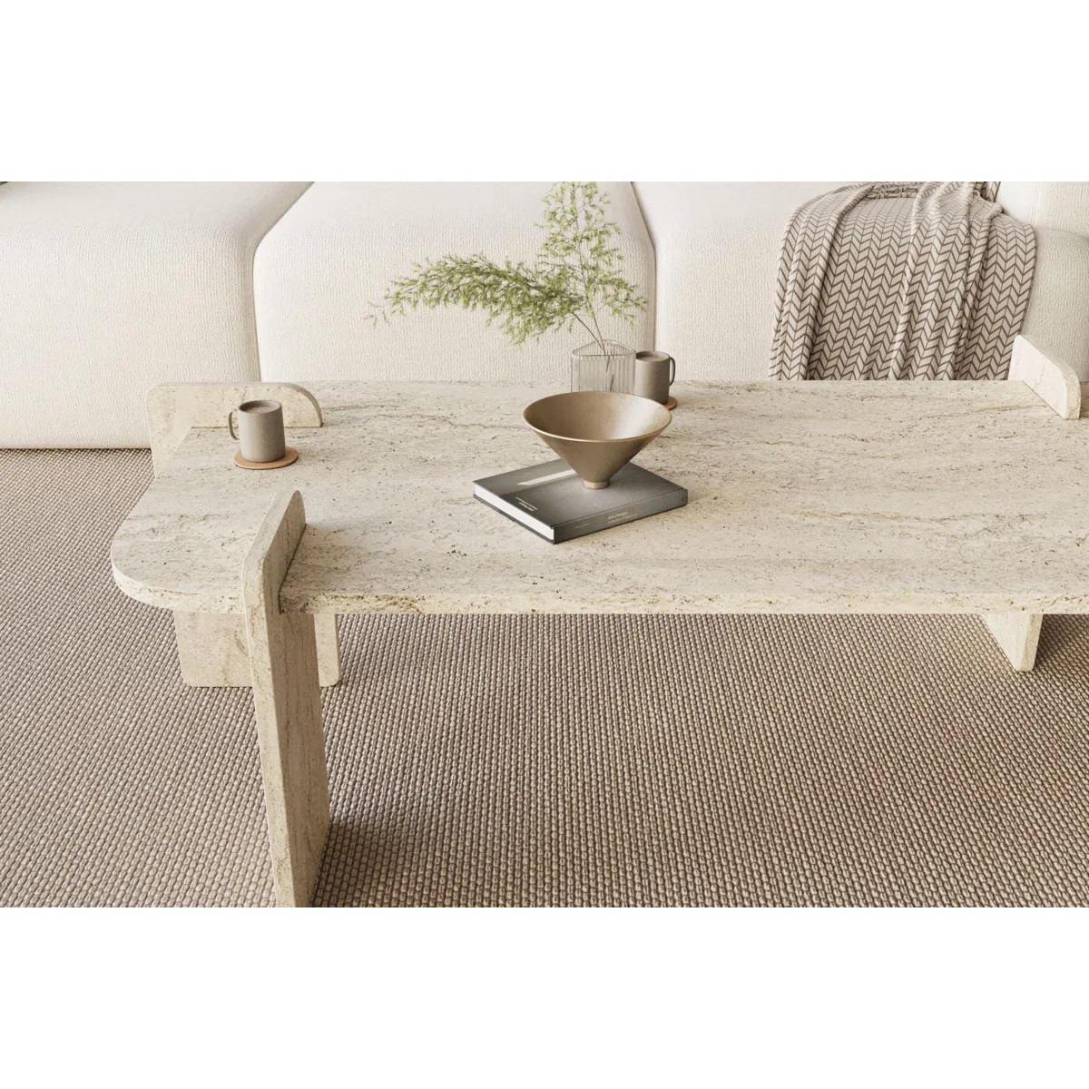 Calderon Modern Coffee Table, Travertine Color, 47.2 x 13.8 x 23.6 inches | 100% Melamine Coated ... | Wayfair North America