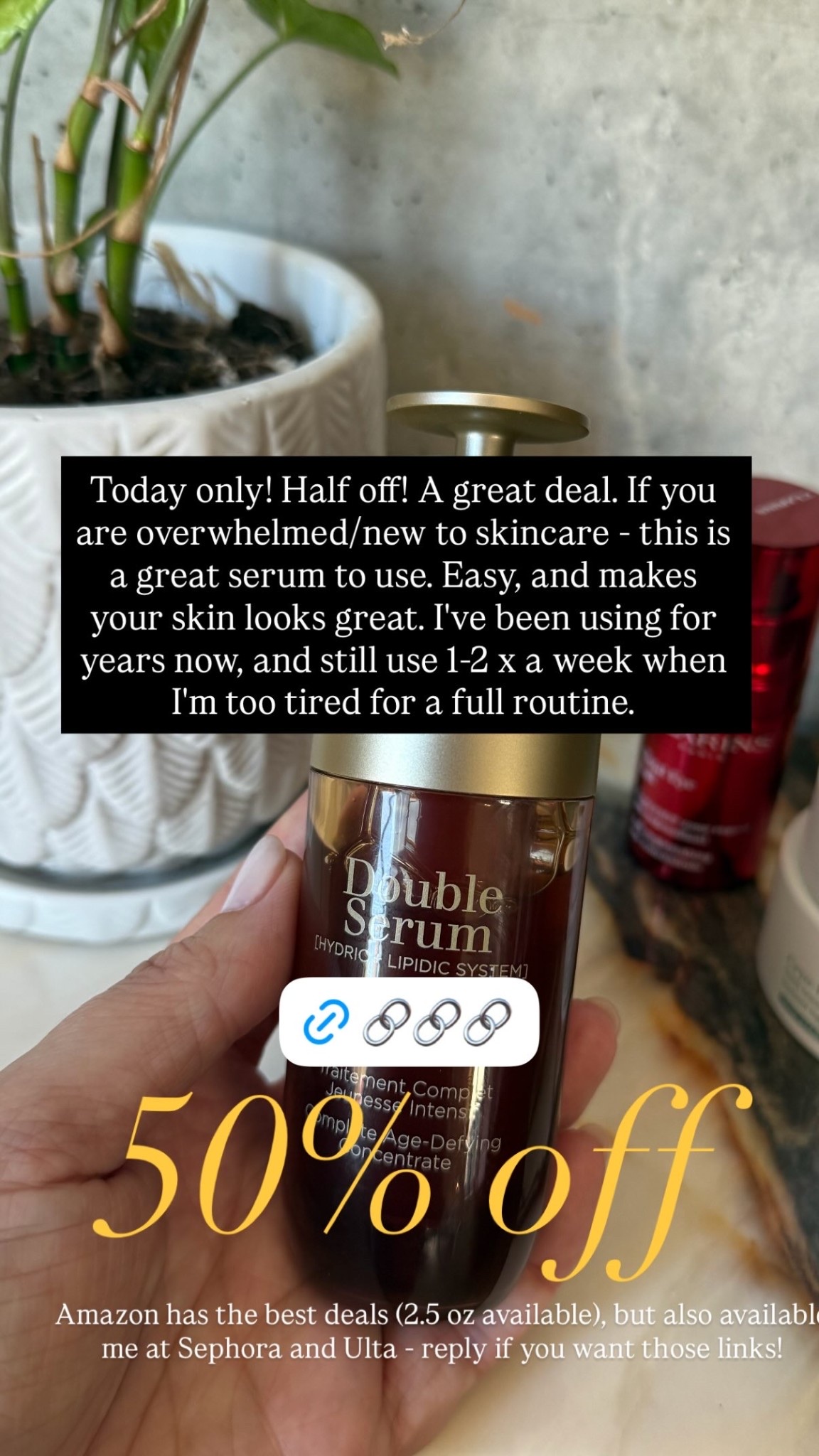 Today only! Half off! A great deal. If you are overwhelmed/new to skincare - this is a great serum to use. Easy, and makes your skin looks great. I've been using for years now, and still use 1-2 x a week when I'm too tired for a full routine.  Amazon has the best deals (2.5 oz available), but also available me at Sephora and Ulta - reply if you want those links!  50% off

#LTKselfcare #LTKBeauty #LTKSaleAlert
