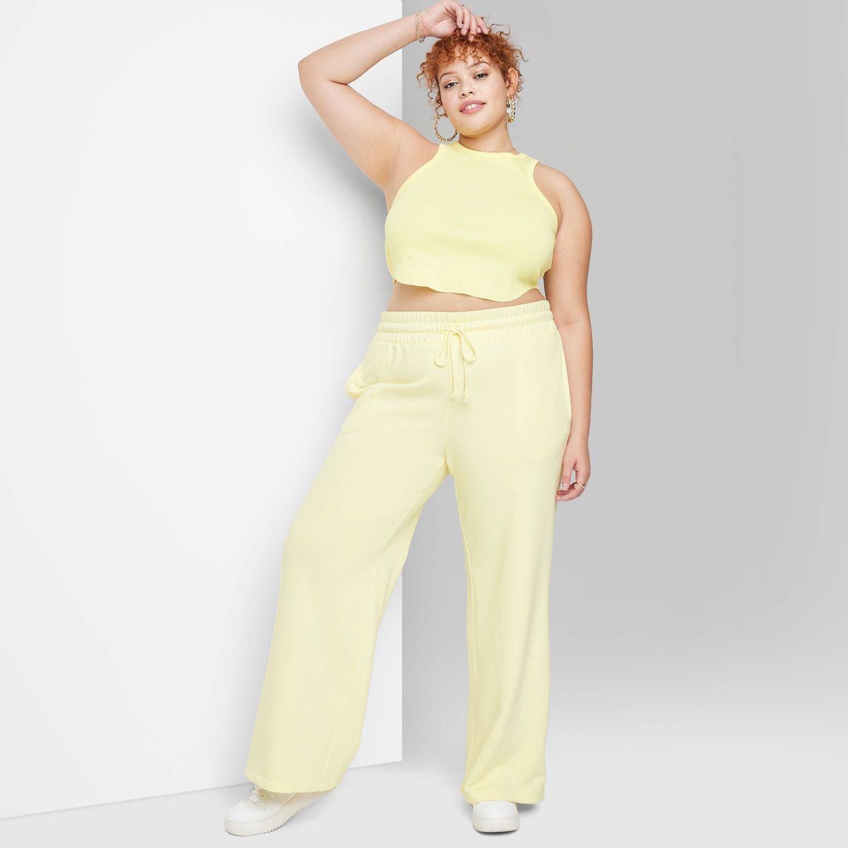 Women's High-Rise Wide Leg French Terry Sweatpants - Wild Fable™ Yellow XXL | Target