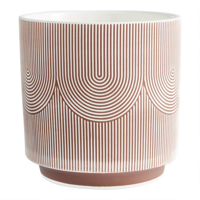 Terracotta and White Swirl Patterned Planter | World Market