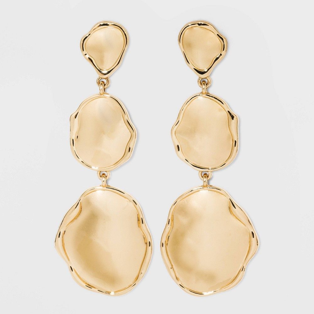 Hammered Metal Round Drop Earrings - A New Day™ Gold | Target