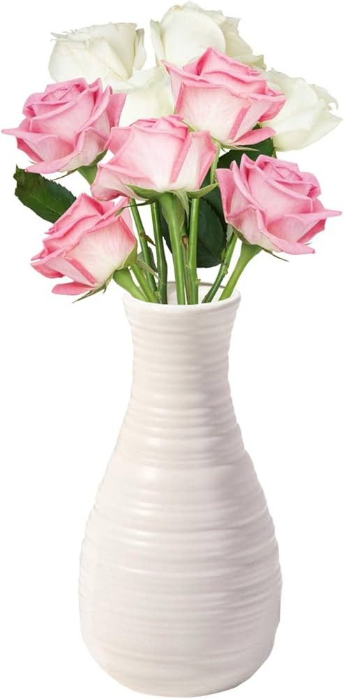 Unbreakable Vase for Flowers, Ceramic Look Plastic Vase for Home Decor, Living Room, Table (Seash... | Amazon (US)