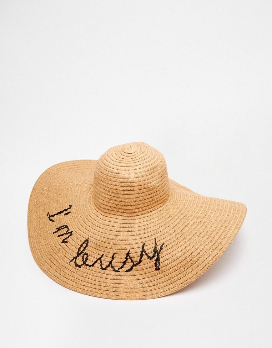 Sombrero floppy extragrande de paja con detalle I'm Busy de ASOS | Asos ES