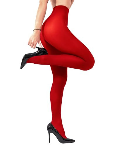 sofsy Soft Red Tights for Women under Dress - Italian 40 Den High-Waist Opaque Pantyhose with Reinforced Toes | Fade-Resistant Hue - Small | Amazon (US)