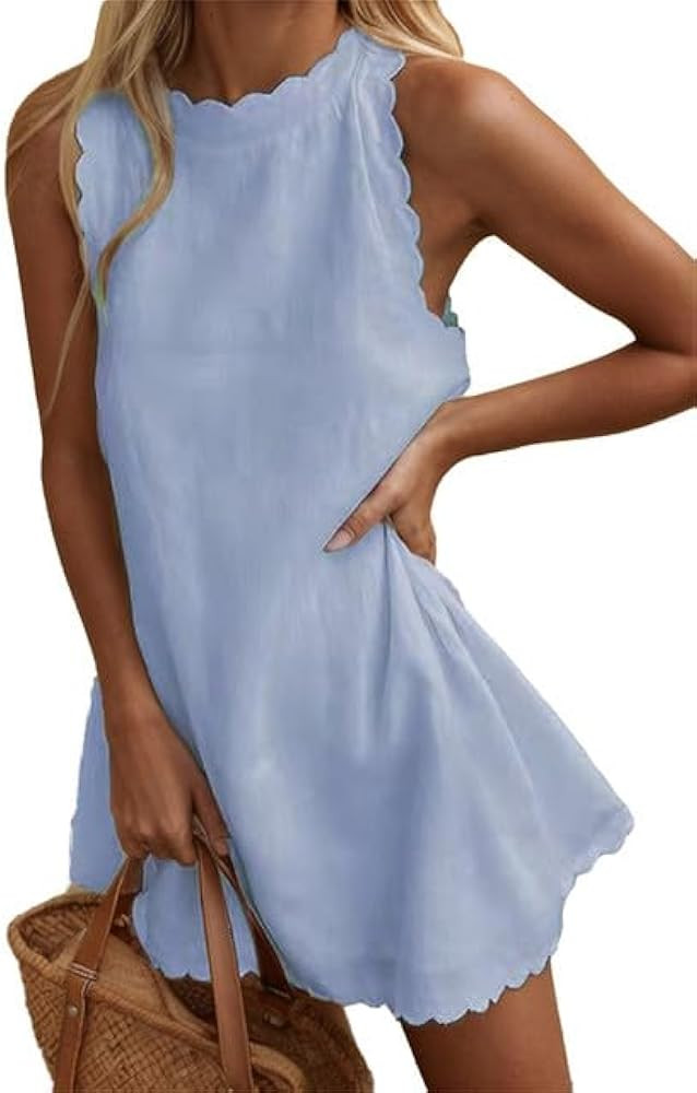 IVERIRMIN Women's Casual Sleeveless Mini Linen Dress Summer Elegant Swing Tunic Sundresses A-line... | Amazon (US)