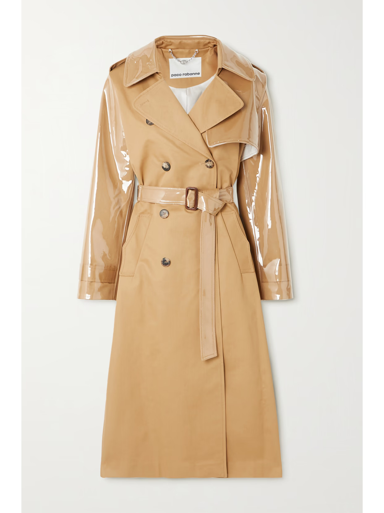 Paco Rabanne - Cotton-gabardine And Pvc Trench Coat - Neutrals | NET-A-PORTER (US)