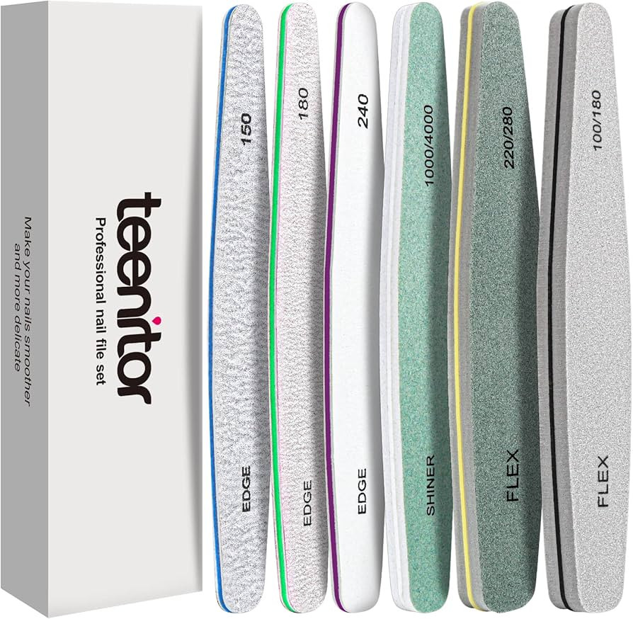Teenitor Nail File and Buffer Set, 6 Piece Nail Files & Nail Buffer Blocks for Natural Nails, Eme... | Amazon (US)