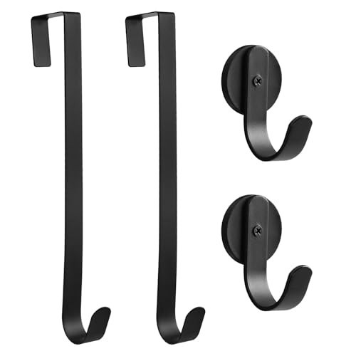 Wreath Hanger for Front Door, 2Pack 14" Hangers and 2 Pack Magnetic Holder, Indoor or Outdoor Over Door Hook Hanger for Easter Spring Halloween Xmas Wreath Decorations | Amazon (US)