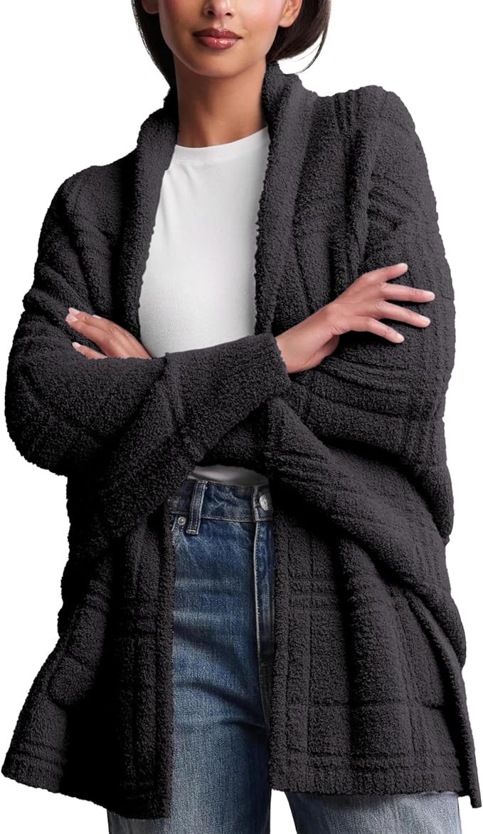 Songling Women's Fuzzy Wearable Blanket Plush Wrap Shawl Fashion Open Front Cardigans Tonal Plaid... | Amazon (US)