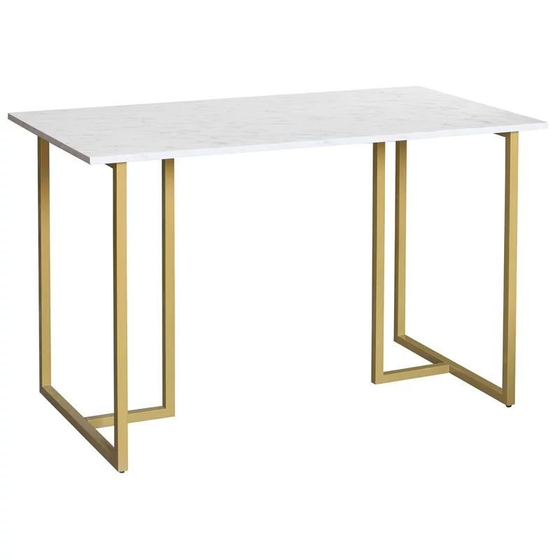 Metal Frame Marble Top Desk in Gold - Walmart.com | Walmart (US)