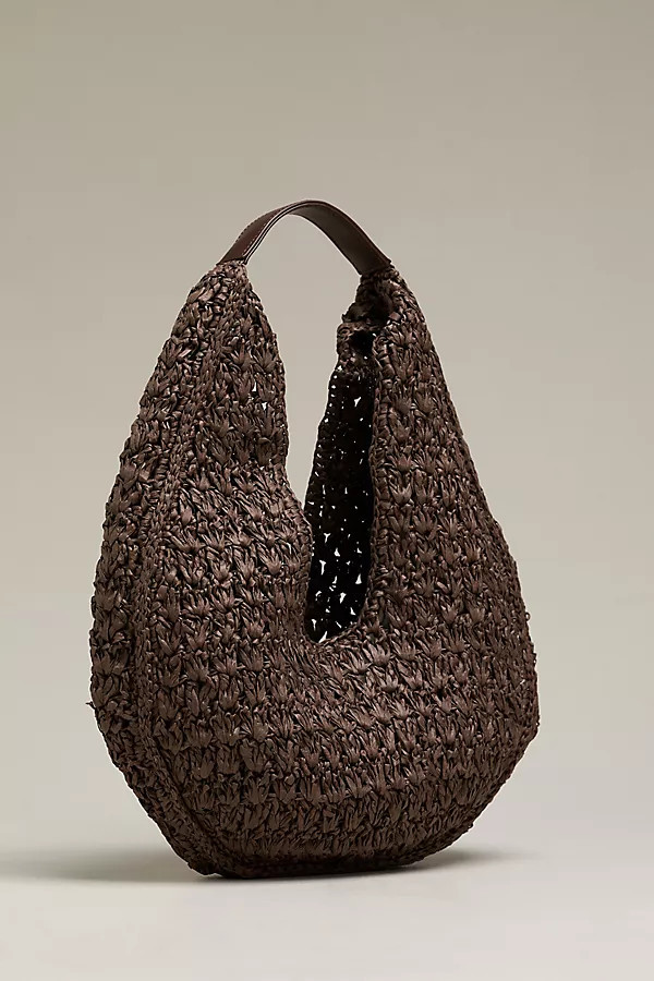 Large Raffia Slouchy U-Shaped Bag | Anthropologie (US)
