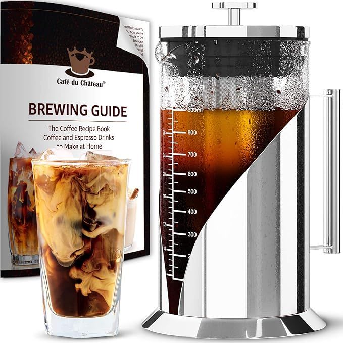 Cafe du Chateau Cold Brew Coffee Maker - 34 Ounces - Cold Brew Maker Machine Kit - Glass Pitcher ... | Amazon (US)