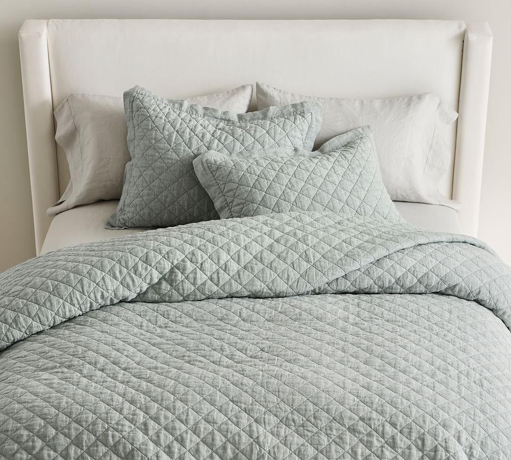 Belgian Flax Linen Diamond Quilt | Pottery Barn (US)