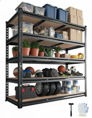 60x24x72 Heavy Duty Garage Storage Shelves,5-Tier Adjustable Metal Shelving Units, 2500 LBS Load Capacity Industrial Utility Storage Racks for Warehouse Pantry Shed Basement Garage Organization | Amazon (US)