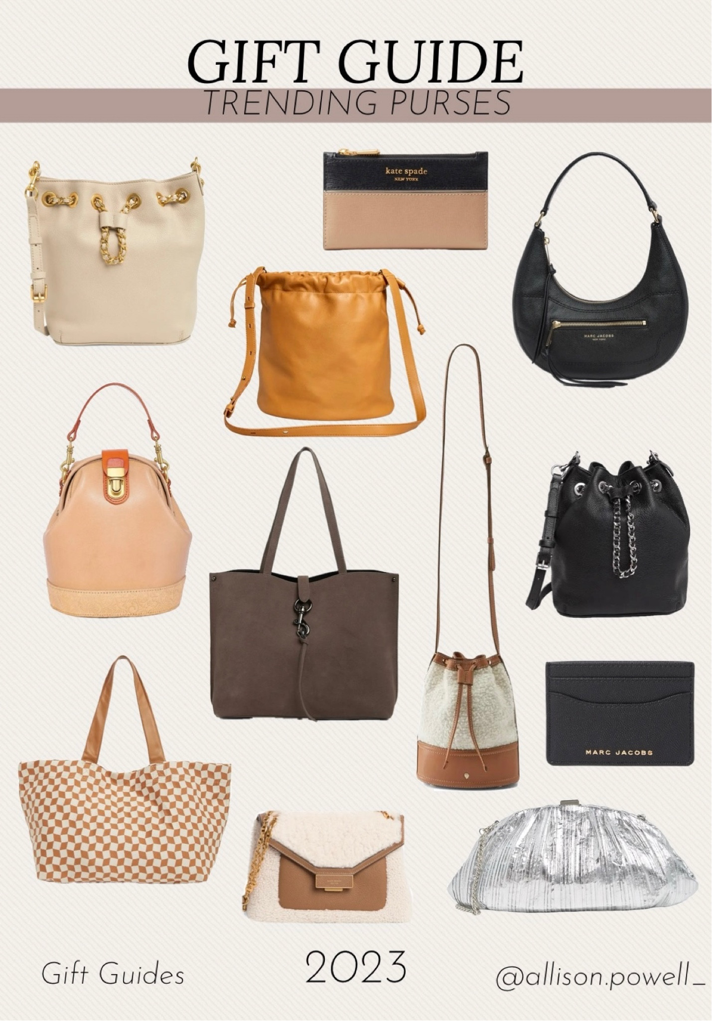 Gift guide : for the purse lover!

Trending purses
Bucket bags
Tots
Sachels