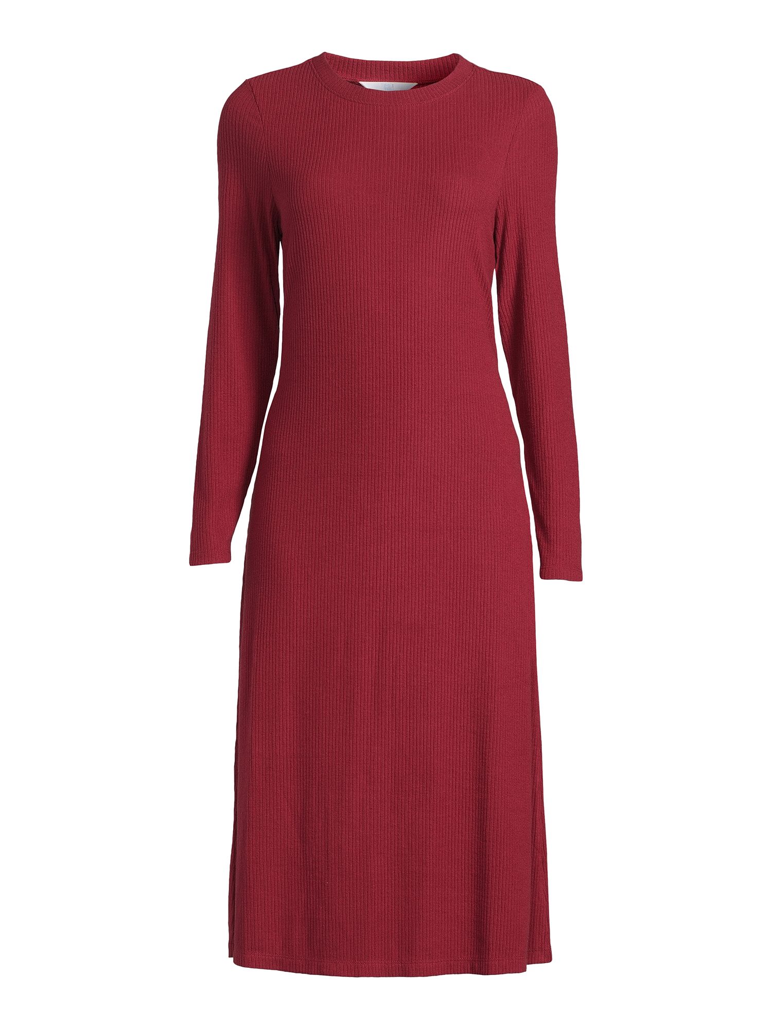 Time and Tru Women's Ribbed Fit and Flare Midi Dress, Sizes S-XXXL - Walmart.com | Walmart (US)