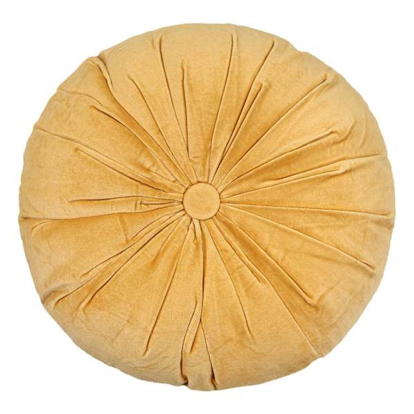 Yellow Cotton Velvet Tufted Round Throw Pillow, 16" | At Home