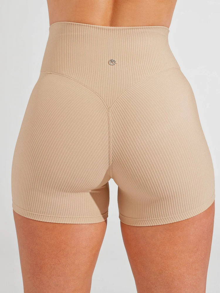 Material Girl Ribbed Short - Graham Cracker | Buffbunny