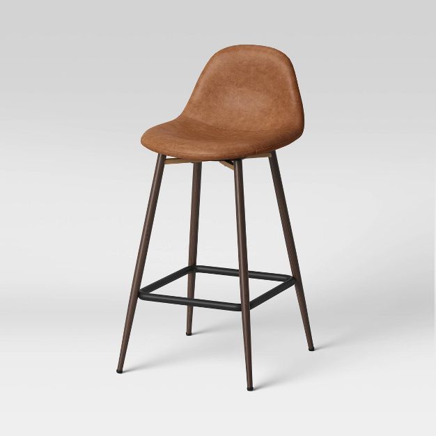 Copley Upholstered Counter Height Barstool with Faux Leather Caramel - Project 62™ | Target
