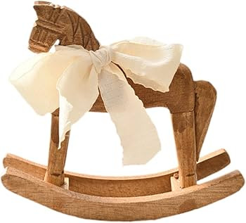 MagiDeal Wooden Horse Figurine Rocking Horse Statue with Ribbon Decorative Unique Collectible Hol... | Amazon (US)