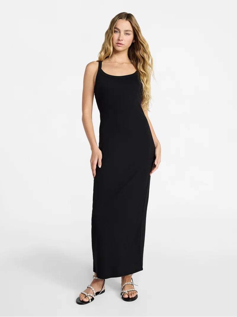 No Boundaries Long Scoop Neck Maxi Dress, Women’s | Walmart (US)