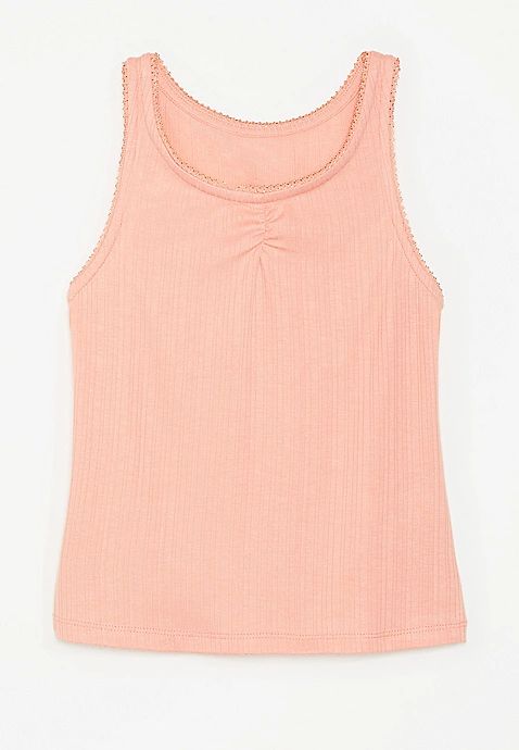 Girls Solid Ribbed Cinched Front Tank Top | Maurices