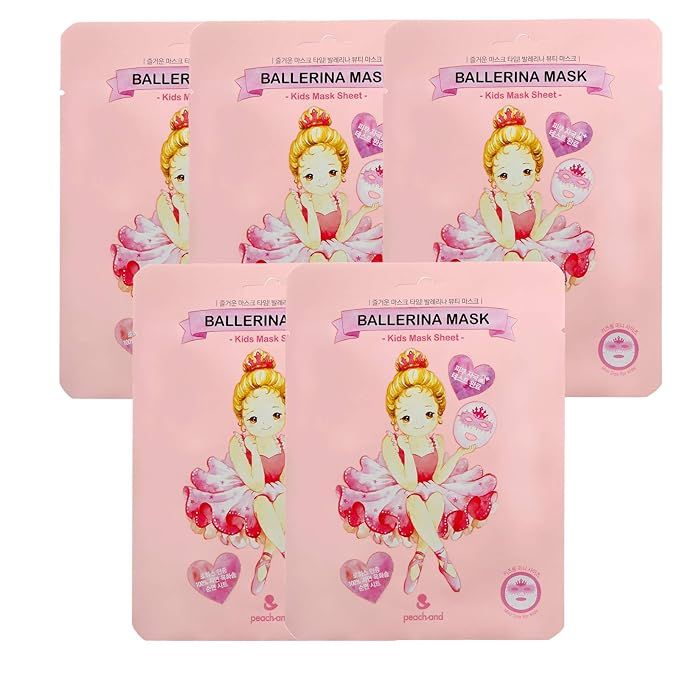 [ peach and ] Ballerina Face Mask Sheet for Kids, Children | Facial Mask made with 100% Cotton (5... | Amazon (US)