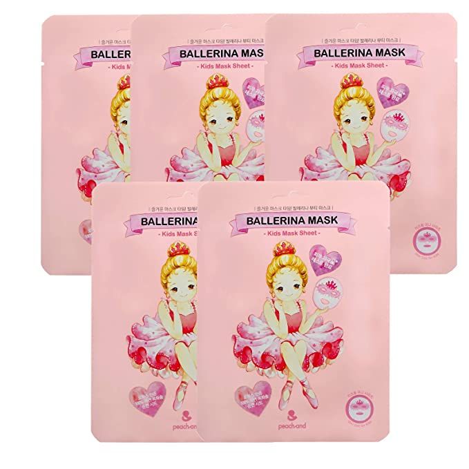 [ peach and ] Ballerina Face Mask Sheet for Kids, Children | Facial Mask made with 100% Cotton (5... | Amazon (US)