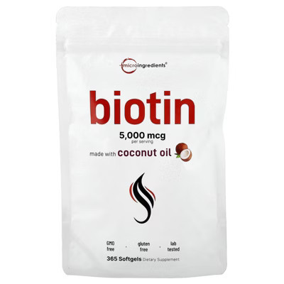 Micro Ingredients Biotin, 5,000 mcg, 365 Softgels | Target