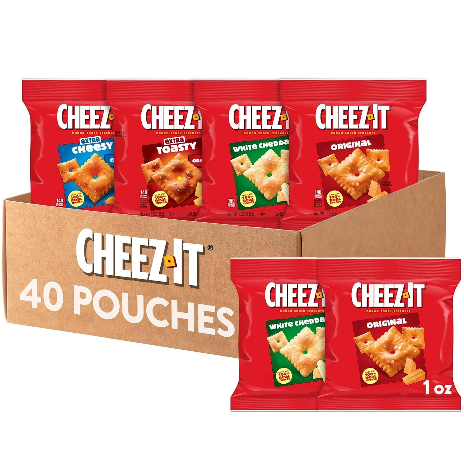 Cheez-It Baked Snack Crackers, Lunch Snacks, Variety Pack (40 Pouches) | Amazon (US)