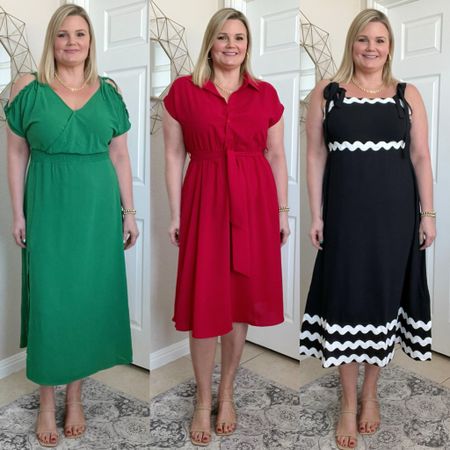 New spring summer dresses from Ecowish. Wearing large in all three. Workwear, wedding guest, summer party. Vacation  

#LTKover40 #LTKmidsize #LTKworkwear