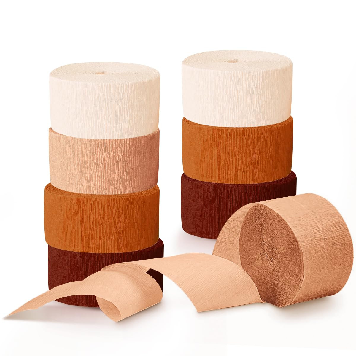 Wedding Decorations, 8 Rolls Rust Orange Brown Crepe Paper Streamers for Rustic Fall Wedding, Bri... | Amazon (US)
