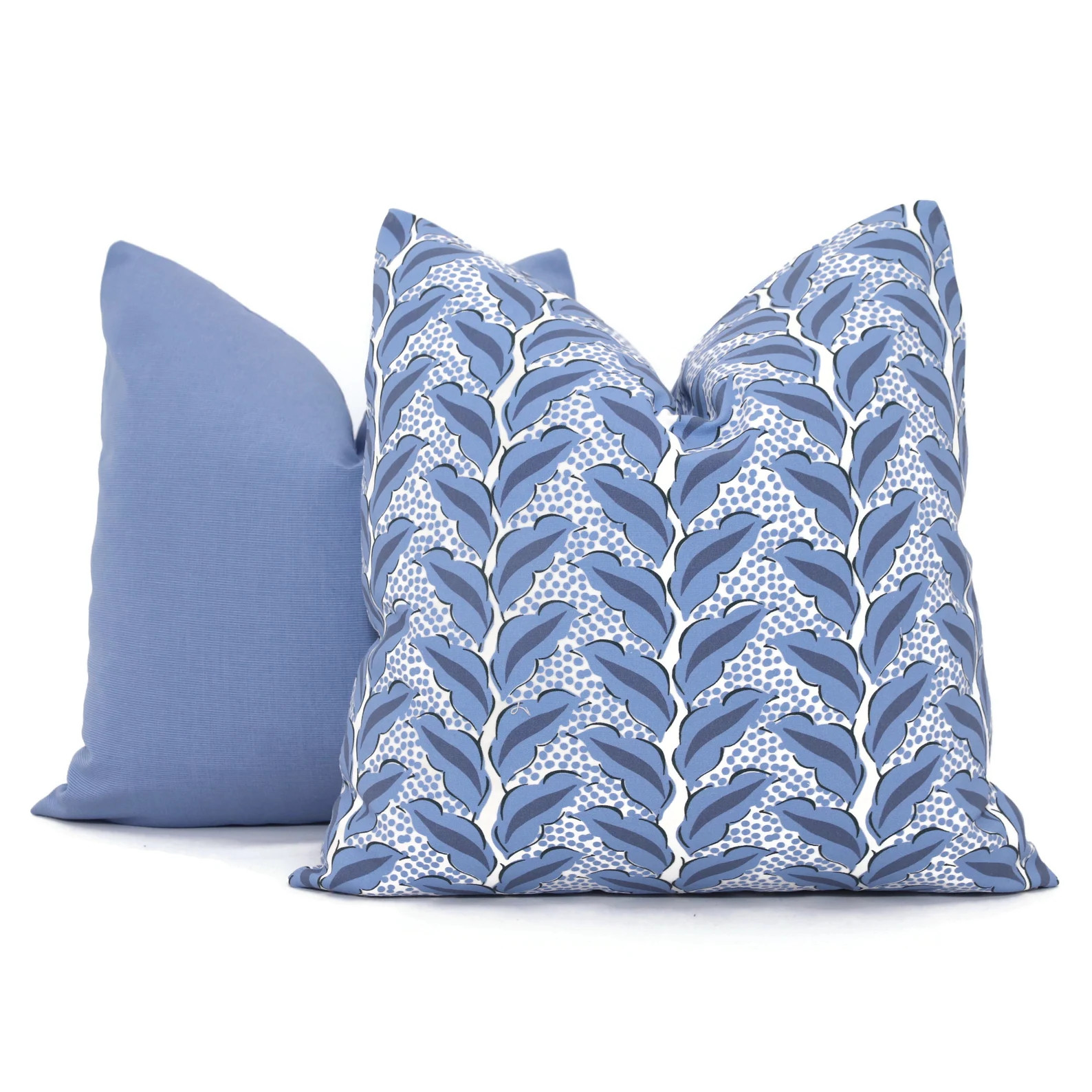 Serena Dugan Prussian Blue Cassis Leaves Pillow Cover: Outdoor Tropical Decor | Etsy (US)