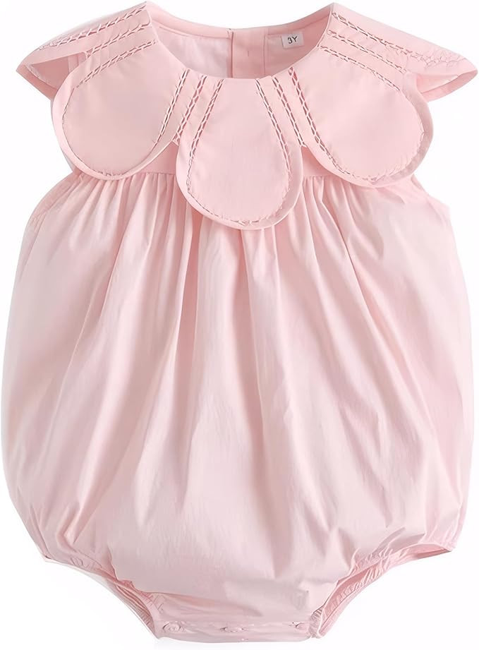 Twoflower Toddler Baby Girl one piece rompers Of Cotton，1st birthday girl outfit with collar pi... | Amazon (US)