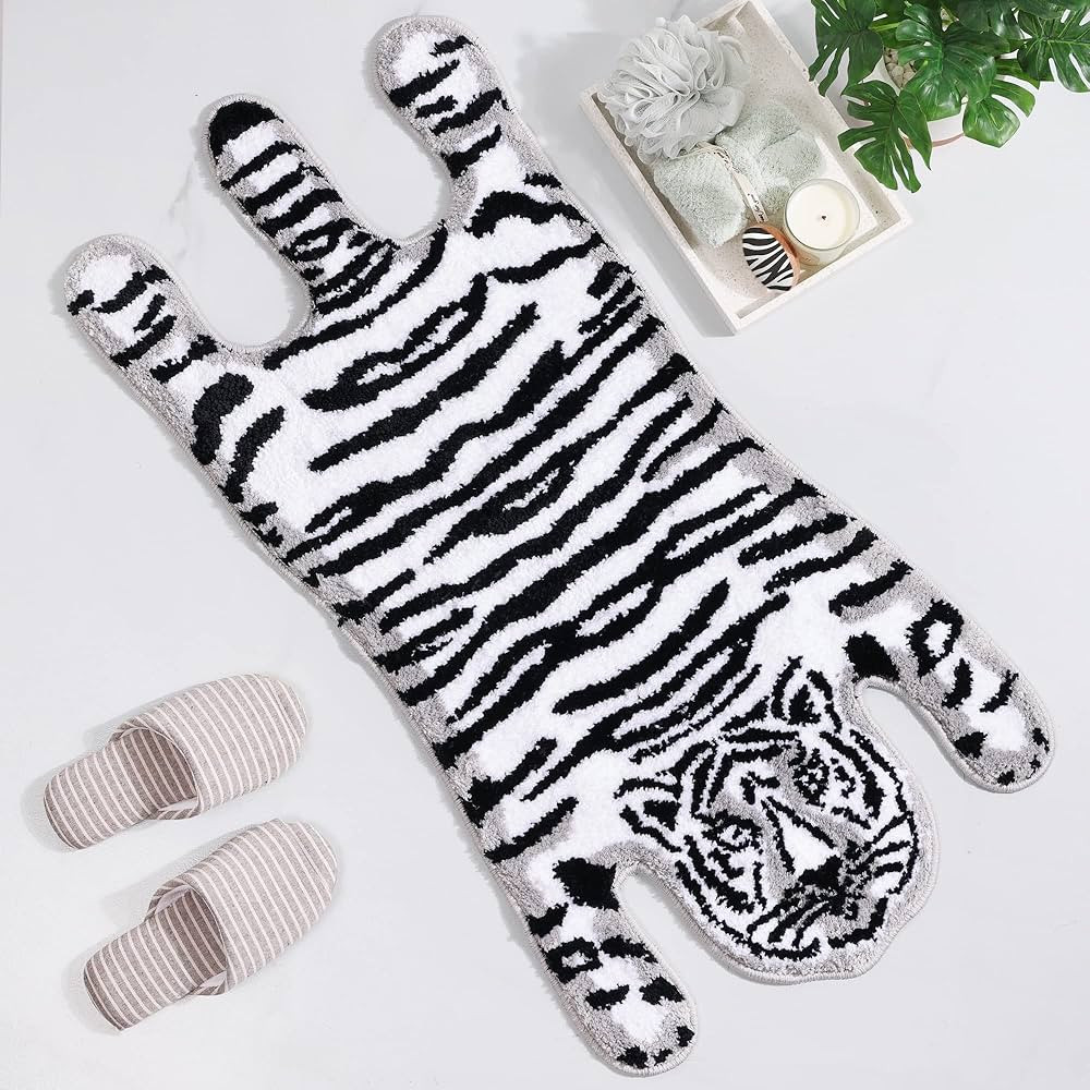 Panstar Tiger Bath Mat for Bathroom, Cute White Tiger Animal Cartoon Bath Mat Non Slip Animals Sh... | Amazon (US)