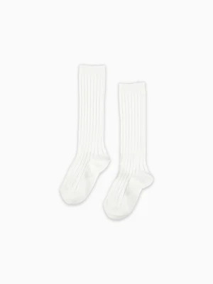 White Ribbed Knee High Kids Socks | La Coqueta (US)