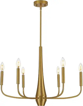 Gold Chandelier Light Fixture, 6-Light Modern Farmhouse Kitchen Chandeliers Over Table Hanging, I... | Amazon (US)