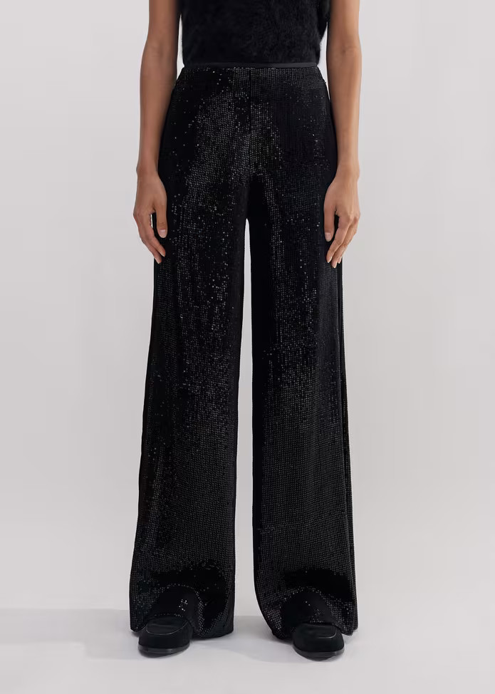 Silk-Blend Velvet Sequin Flare Pant Sequinned Velvet | ME+EM US