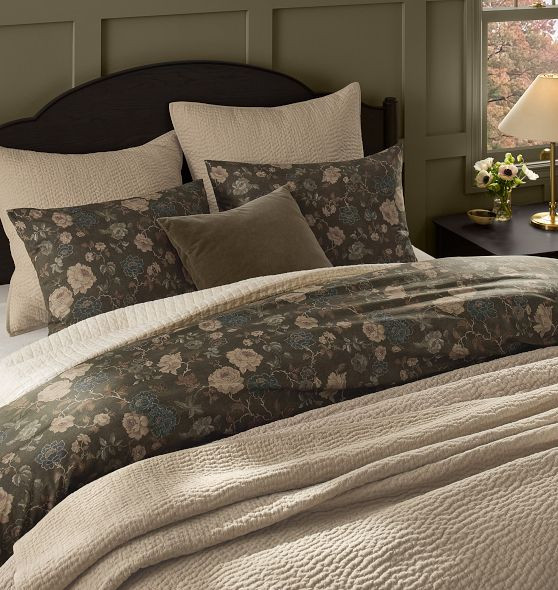 Alpine Rose Printed King Sham Deep Green | Rejuvenation