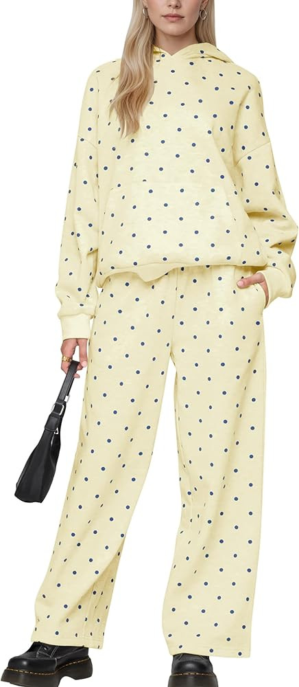 Lauweion Polka Dot Set-Womens Oversized Hoodie and Wide Leg Sweatpants | Amazon (US)