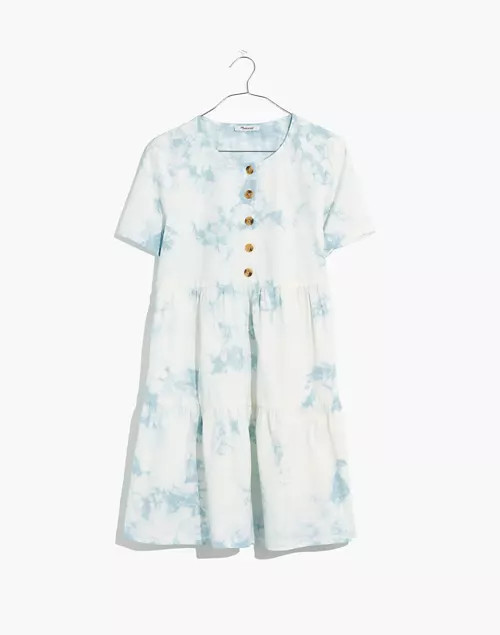 Tie-Dye Button-Front Short-Sleeve Tiered Mini Dress | Madewell