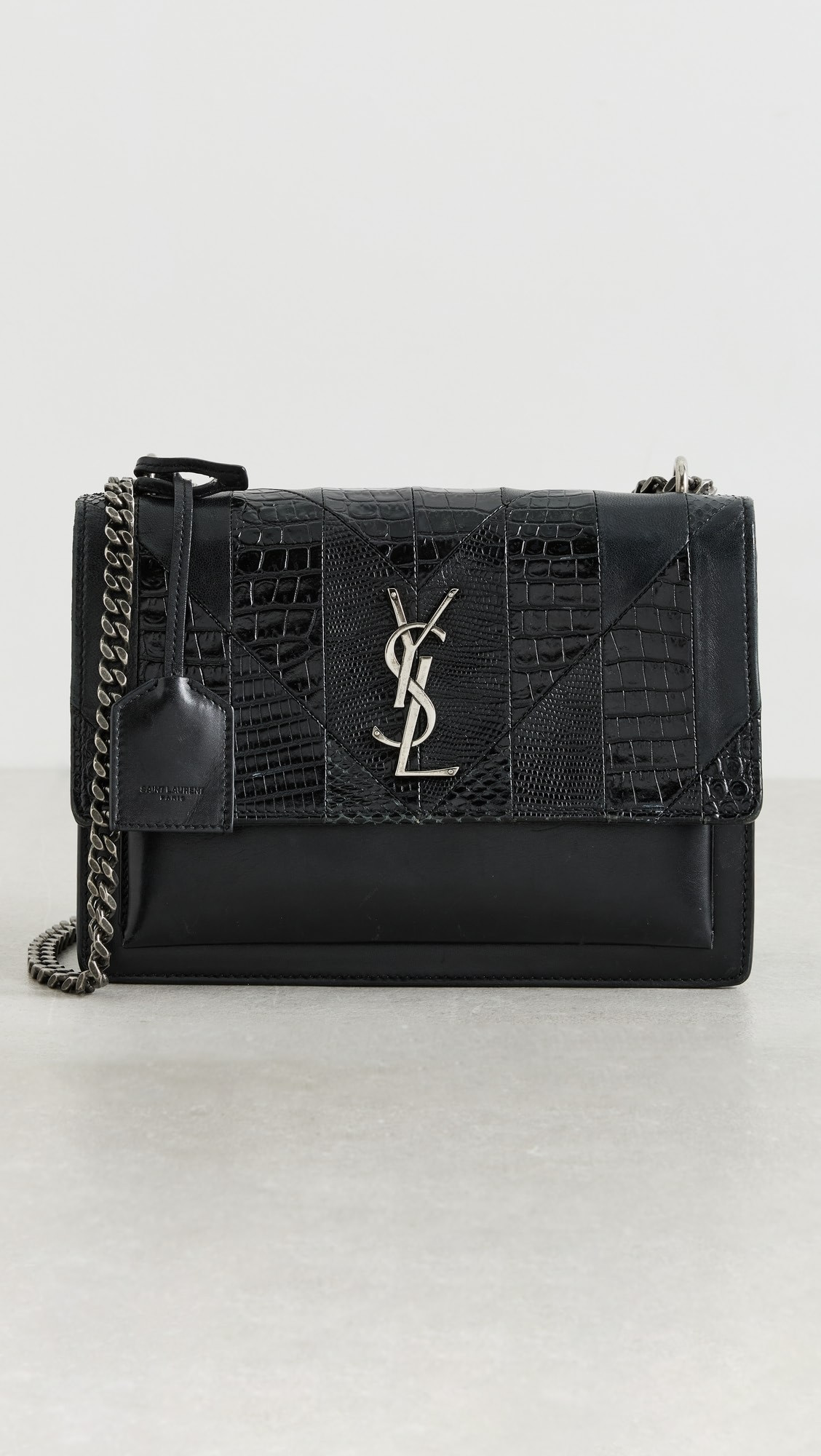 YSL Black Embossed Sunset Bag Medium | Shopbop