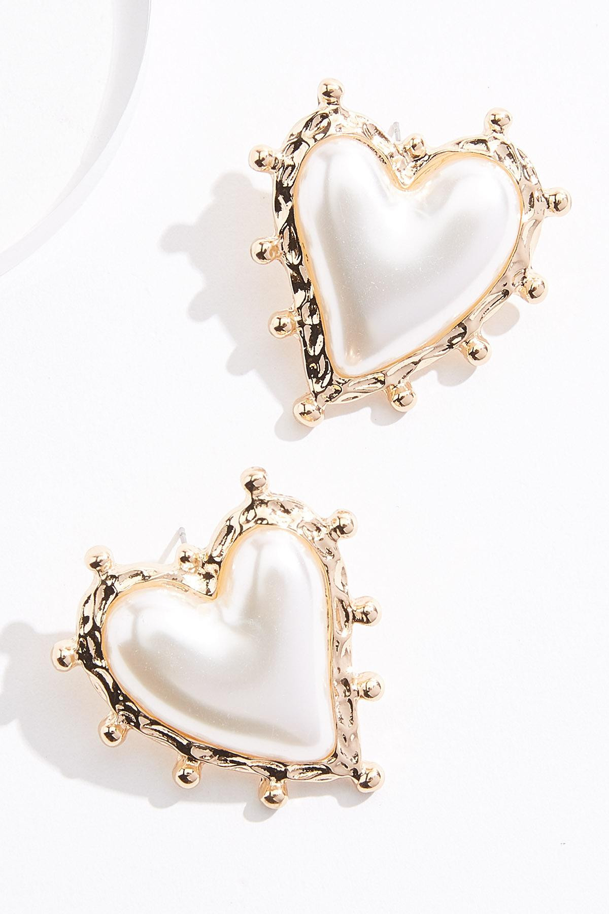 Pearl Heart Button Earrings | Cato Fashions