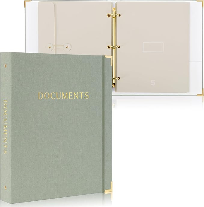 Aesthetic Document Organizer - Sturdy Linen 3-Ring Binder Safely Stores All Your Important Docume... | Amazon (US)